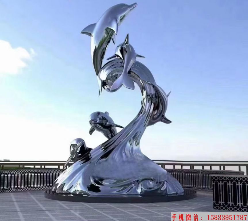 不锈钢海豚镜面雕塑1